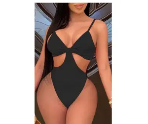 Black Side Cutout Swimwear - Stylish Black Color with Side Cutouts for Poolside & Beach Activities - Comfortable Fit for All-Day Wear ( Non Returnable)
