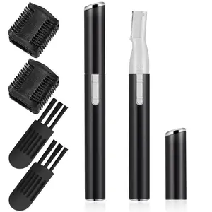 2 Pcs Electric Eyebrow Trimmer Women Precision Face Razors Mini Shaver with Comb Christmas Women Gift Battery Operated Personal for Face Neck Fuzz Lips Leg(Black) springtok