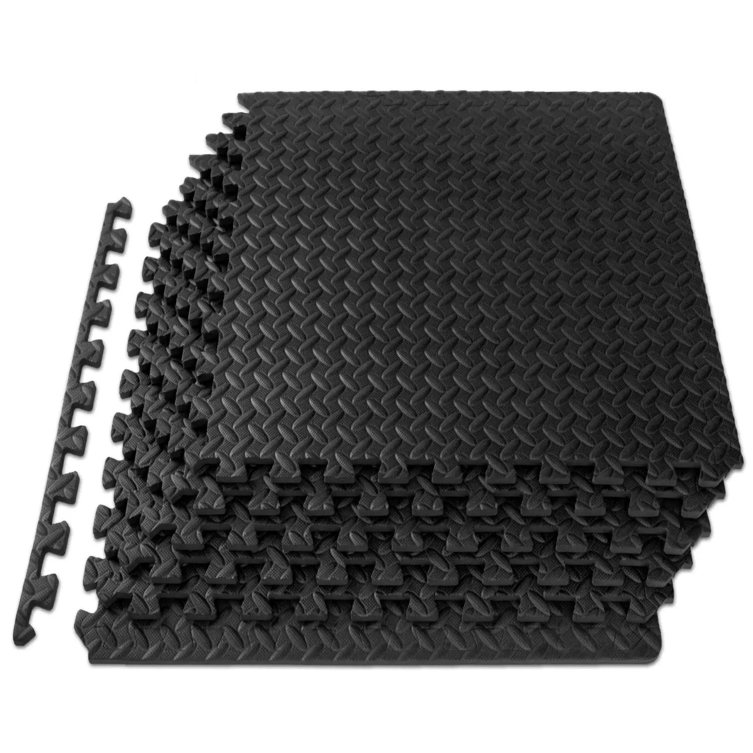ProsourceFit Diamond Plate Exercise Puzzle Mat 1/2-Inch Interlocking Foam Floor Tiles for Home Gym and Workout Areas