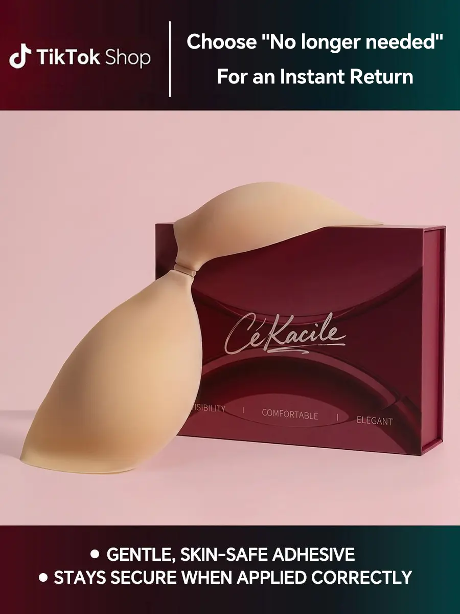 Cékacile Ultra-Thin Invisible Bra - Breathable Lightweight Sticky Bra with Gentle Hold, Seamless No Show Push Up, Ideal for Strapless & Backless Wedding Dress Tops, Christmas, Push Up Bra