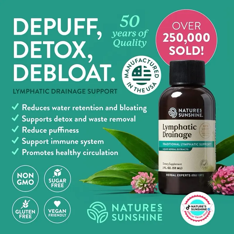 Nature's Sunshine Lymphatic Drainage Supplement: Reduce Bloat, Reduce Puffiness, Detoxify, Support Lymph Flow Nature's Sunshine Lymphatic Drainage Supplement: Reduce Bloat, Reduce Puffiness, Detoxify, Support Lymph Flow