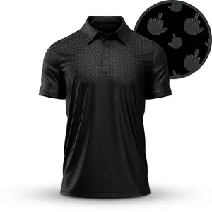 Funny Birdie Finger Golf Polo Shirt for Men – Humor Golf Pattern Lightweight Breathable Performance Golf Wear