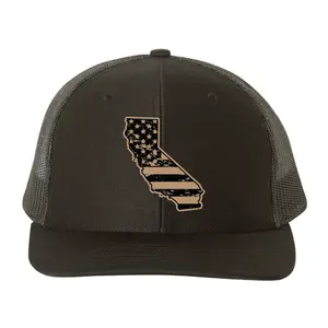 California Vegan Leather Patch Cap, Richardson 112 Trucker Hat, California Hat, Richardson Cap Leather Patch, Richardson Hat 112