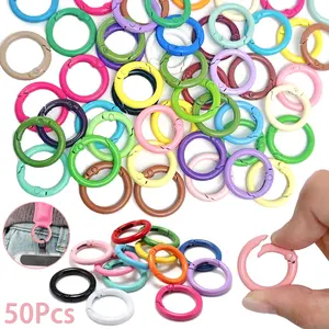 50Pcs 23mm Round Spring O Rings Metal Carabiner Snap Buckle Clip Trigger DIY Accessories for Purse Keyrings Handbag Lanyard Multi Purpose Keychain