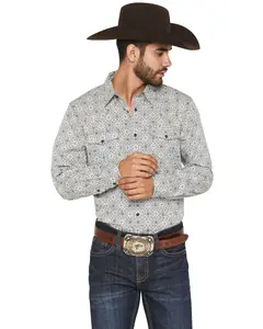 Gibson Trading Co Men's Men'S Twisted Medallion Long Sleeve Snap Western - Gmsp26w11-Wht