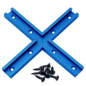 Aluminum T-Track Intersection Kit with  Screws-Double Cut Profile Universal with Predrilled Mounting Holes -Woodworking and Clamps - Fine Sandblast Anodized - 1 PK (Blue)