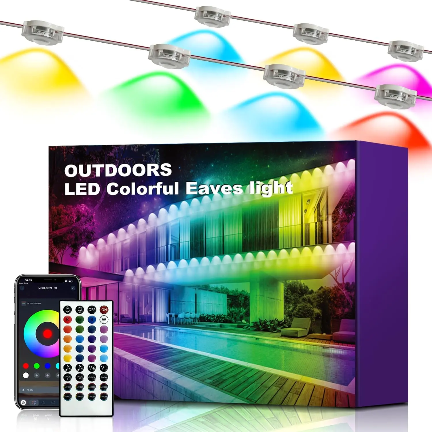 XINKAITE 50FT Permanent Outdoor RGB+IC LED Strip Lights, 25 LEDs, IP67 Waterproof, App & Remote Control, 16M DIY Colors, Dynamic & Scene Modes for Holidays, Christmas, Home Improvement Remote-Controlled UVC Germicidal Lamp artificial garland light neon