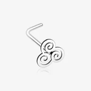 Trinity Swirl L-Shaped Nose Ring