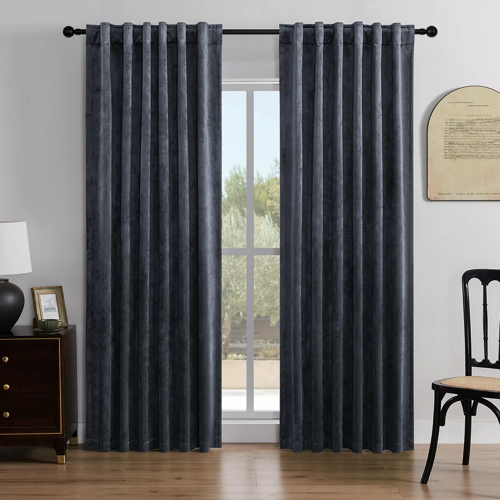 LumiLoom 100% Blackout Curtains 2 Panels, Soft Fluffy Velvet Rod Pocket and  Back Tab Window Drapes for Bedroom Living Room