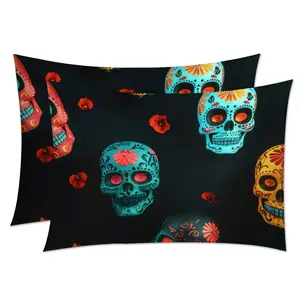 2-Pack Envelope Pillowcases, Smooth Soft Polyester, Mexican Skull Print, Bedding Set, Home Decor, Bedroom Decoration