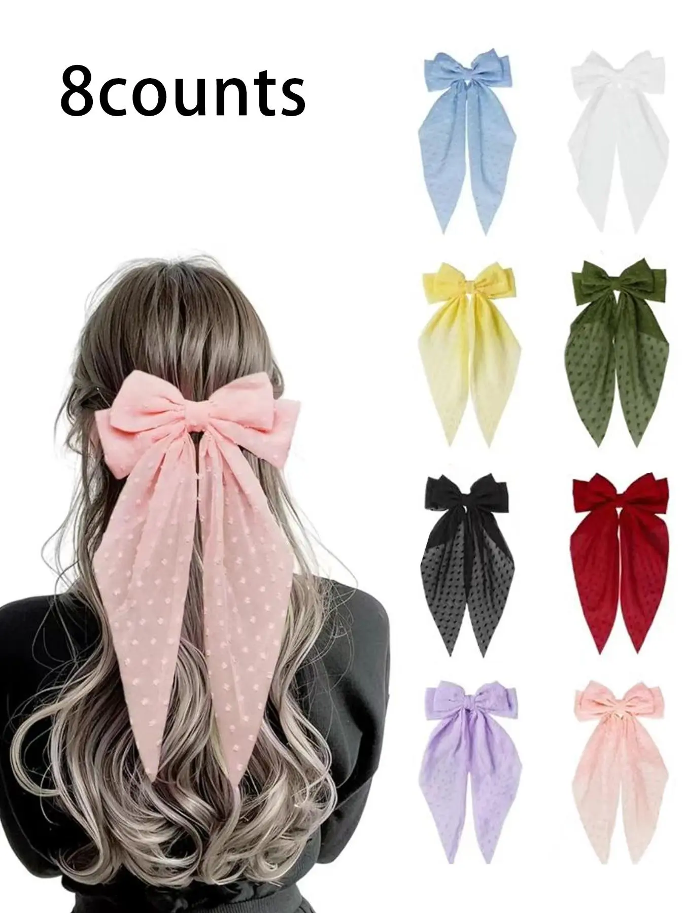 Polka Dot Pattern Bow Decor Hair Clip, Elegant Casual Fashion Hair Accessories for Women & Girls, Minimalist Headwear Suitable for Thick Hair, Bowknot Barrettes, Elegant Pastel Bow, Hair Clip Set