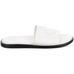 Chrome Hearts Leather Slides White