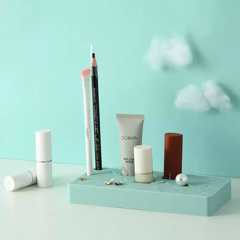 24 Slots Silicone Lipstick Makeup Cosmetics Holder Storage Box Display Stand - Multi-Grid Storage Rack
