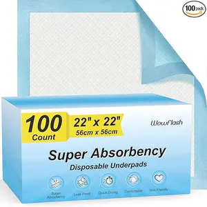 100 Count 22” x 22” Super Absorbency Disposable Underpads, Leakproof Quick Drying Disposable Pads for Baby, Puppy and Adults, Puppy Pads, Cat Pee Pads for Dogs, Potty Puppy Training Pads