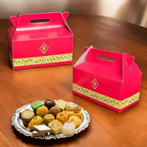 Elegant Gable Gift Boxes | Kraft Paper Design for Weddings, Birthdays, Housewarmings | Versatile Treat Boxes with Handle for Hosting
