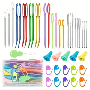 31-Piece Knitting Needle Sewing Kit, DIY Crochet Tool Set, Ergonomic Knitting Hooks, Includes Various Bent Needles, Cloth Needles, Stitching Needles, Large Eye Dull Head Needles, Knitting Supplies