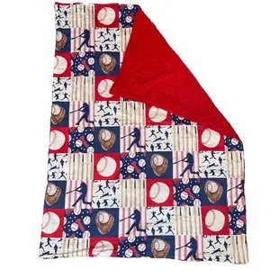 Newborn baby blanket red baseball minky blanket