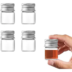 4Pcs 5ml Mini Glass Jars with Lids Screw Cap Vials Small Containers for DIY Crafts Storage Decor and More