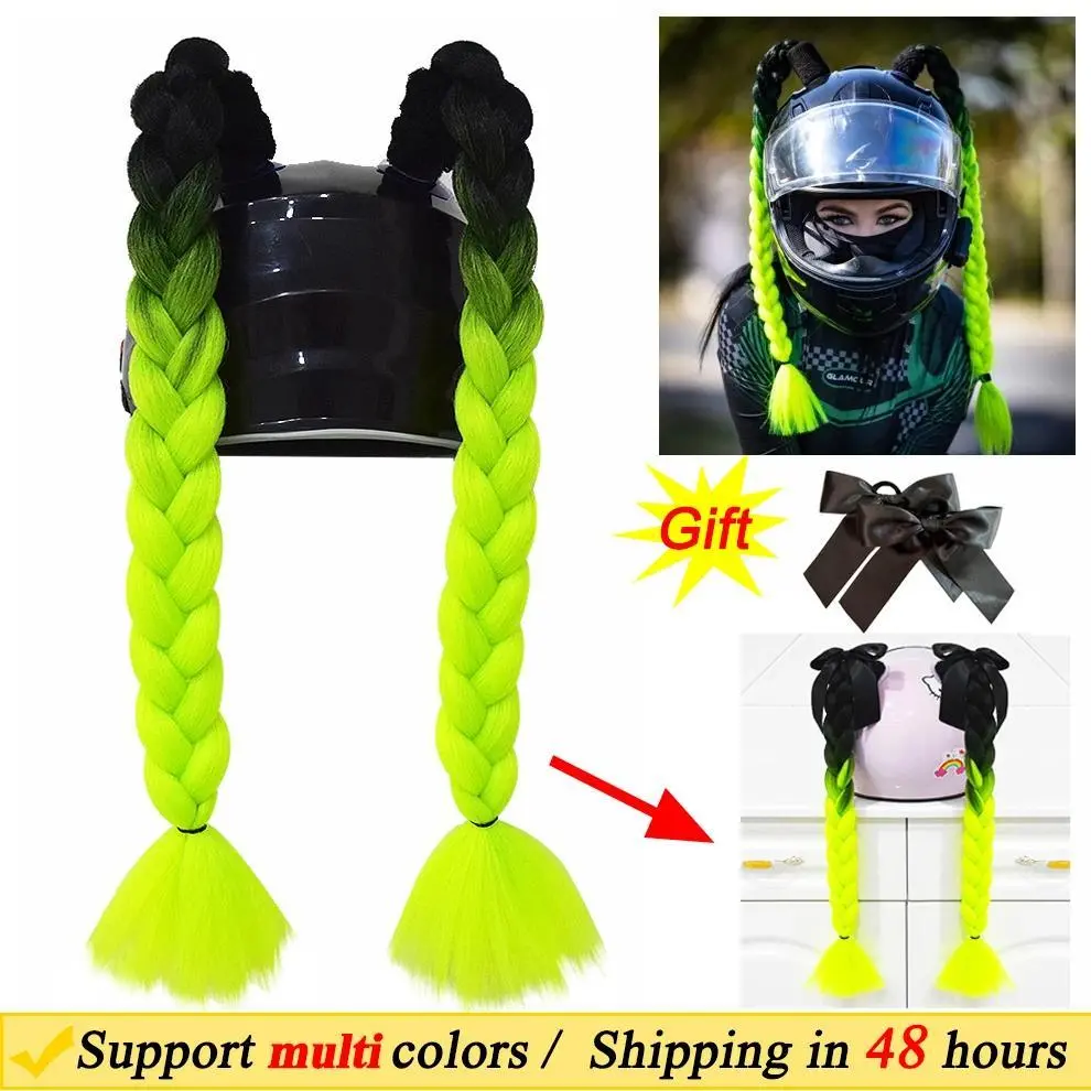 2pcs/pair New Motorcycle Helmet Braids Woman Braids Wig For Motorbike Helmets 164 colors Twist Dual Pigtail Ponytail With Sucker