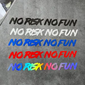 New 2026 NO RISK NO FUN waterproof sticker for body bumper window windscreen decoration decal for Honda, Toyota, Tesla, etc. car decoration accessoriess