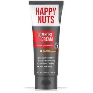 Happy Nuts Comfort Cream Deodorant For Men: Anti-Chafing Sweat Defense, Odor Control, Aluminum-Free Mens Deodorant & Hygiene Products for Men's Private Parts 3.4 Fl Oz (1 Pack), Big Wood