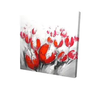 Begin Home Decor 2080-2424-FL64 24 x 24 in. Red Tulips Canvas - Floral Botanical Bedroom Wall Art Decor