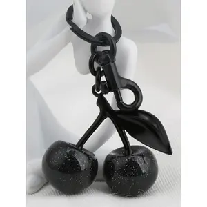 High-End Cherry Bag Charm, Resin Realistic Fruit Keychain, Stylish Accessory for Bags and Keys, Cherry Design