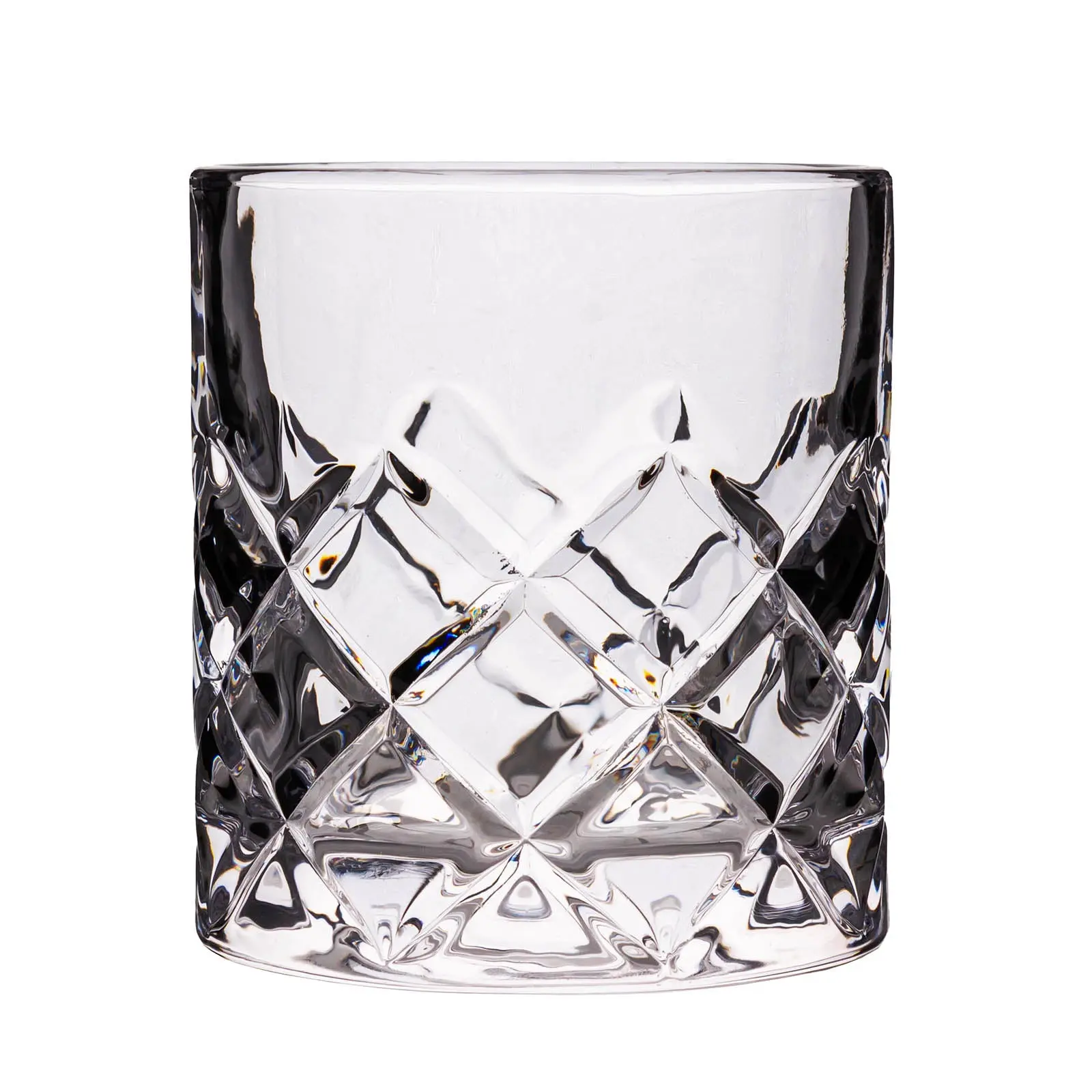 BarConic® 8 oz Thick Glass Japanese Diamond-Cut Rocks Cocktail Glass - Durable, Diamond Grip, Hand Wash Safe, Home Bar Use, 8Oz