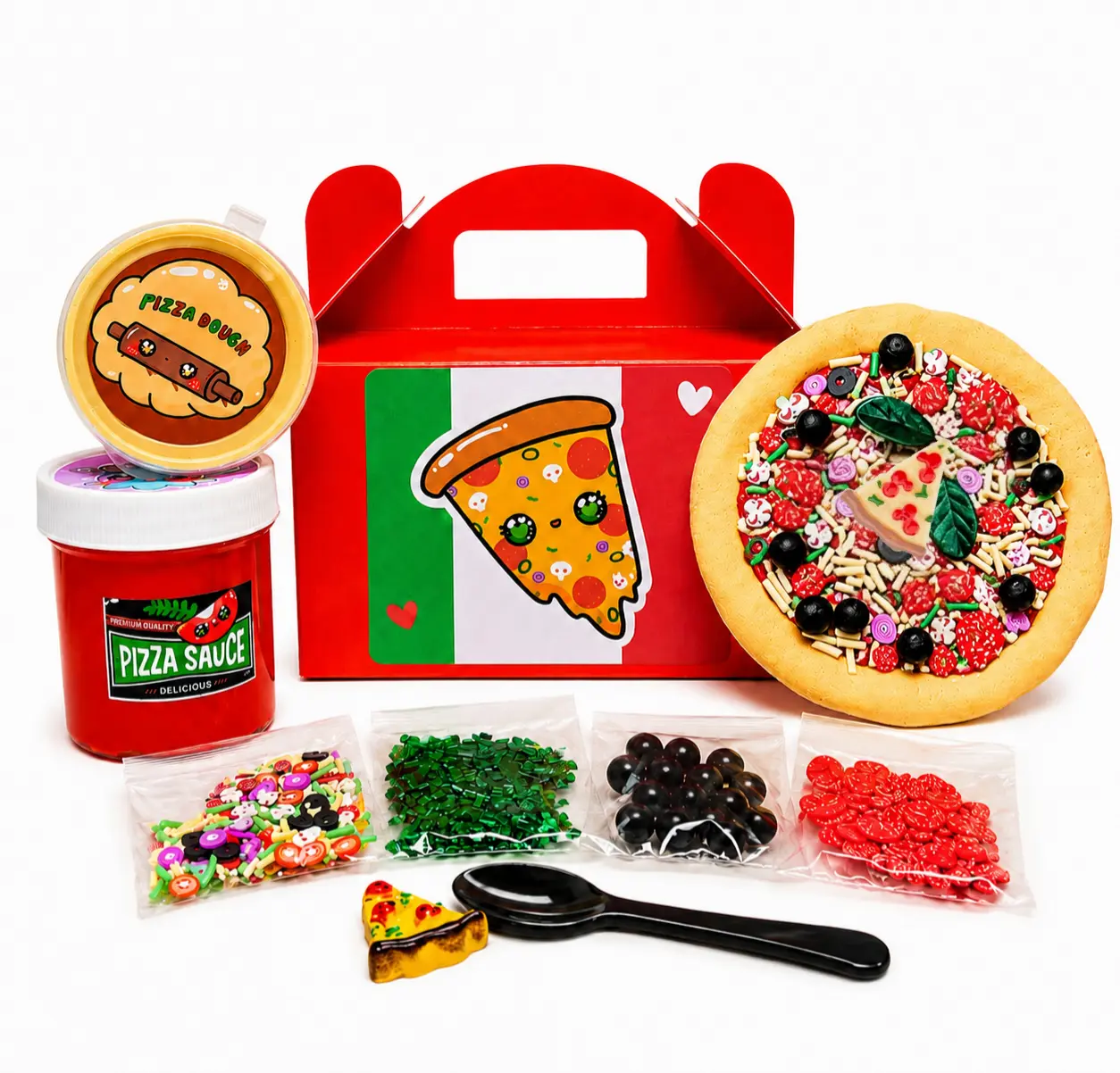 Kids' DIY Pizza Butter Slime Kit with Clay, Toppings, Sensory Pod, Beads, Buttercream Frosting & Oregano Pack - Birthday Gifts for 10-12 Girls (Toys & Hobbies, Classic & Novelty Toys, Slime & Squishy Items)