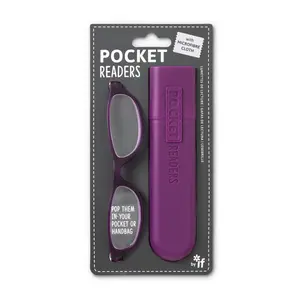 212 MAIN Pocket Readers Glasses - Purple, +1.5 Power, Plastic Frame, Small Size, Compact Pack, Portable Convenience for USA Users