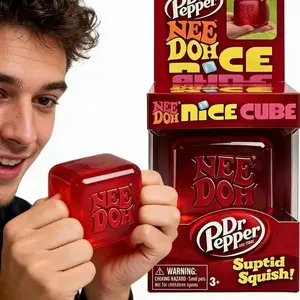 2026 NEW Needoh Nice Cube Water Drop Squeeze Toy Dr Pepper, Red Stylish Sensory Stress Relief Ball, Soft Squishy Fidget Toy, Relaxing Anxiety Reducing Hand Toy, Perfect Gift for All Ages
