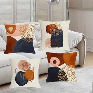 4 Pieces Minimalist Geometric Pillow Covers, Boho Room Decor, Modern Decor for Sofa Bed Living Room Couch Pillow Covers, Only Includes Pillow Cover, Not Included Pillow Core