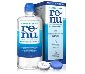Renu Contact Lens Solution, Advanced Formula, Multi-Purpose Solution with Lens Case, Gently Cleans, Disinfects, Moisturizes & Hydrates Soft Lenses for All-Day Comfort, 12 Fl Oz