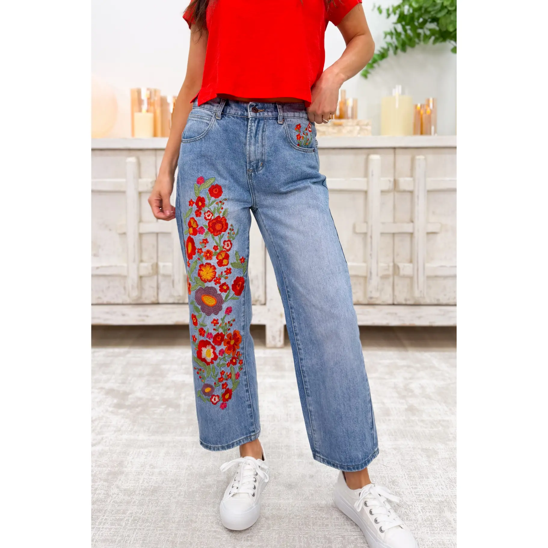 Wildflower Floral Embroidered Jeans