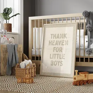 Thank Heaven For Little Boys Nursery Wall Art, Baby Boy Wall Decor, Christian Nursery Prints, Vintage Boys Room Poster - Unframed