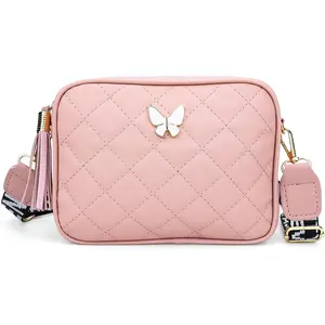 Small Quilted Shoulder Bag for Women Trendy Cross Body Purse with Butterfly Design Crossbody Bag for Ladies