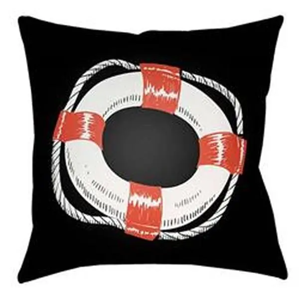 Artistic Weavers LTCH1499-2222 Litchfield Square Pillow, Poppy Red & Onyx Black - 22 x 22 in.