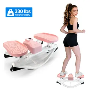 Ranbro No-Assembly U-Shaped Twist Stepper, 330Lbs Heavy Duty 3D Side Stepper Machine for Glutes & Leg Toning, Multi-Directional Fitness Station with Resistance Bands & Built-in Counter, Anti-Tip Quiet Home Gym Gear SummerVibes BootyBuilder