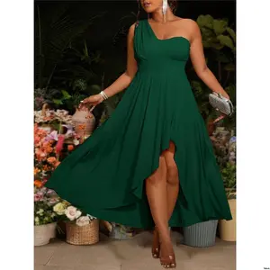 Maxi Dress Hem - Shoulder One tiktok Belle Plus Size Women s Summer Solid Color - High Low Outfit