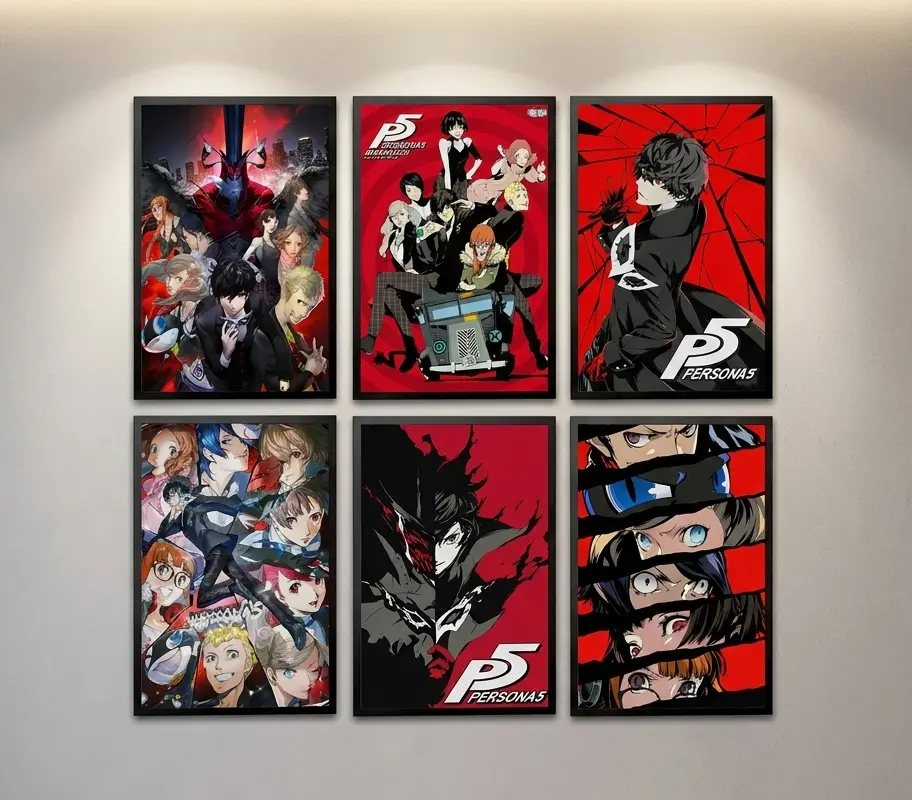 Persona 5 Joker Phantom Thieves Anime Poster Wall Art - Eco-Friendly Material, Premium HD Print, Options: Black-Framed Canvas, Wrapped Canvas, Unframed Poster, Stylish Game Room Decor, Collectible Gift for Persona 5 Game Fans