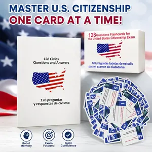 2026 US Citizenship Bilingual Instruction Cards, 128 USCIS Questions & Answers Study Guide (Spanish & English) for American Citizenship Preparation