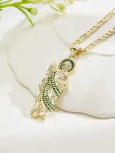 Elegant Saint Jude Pendant Necklace, Fine Brass 14k Gold Plated, Two Color Options, 24 Inch Flat Chain, Women's Daily Wear Jewelry