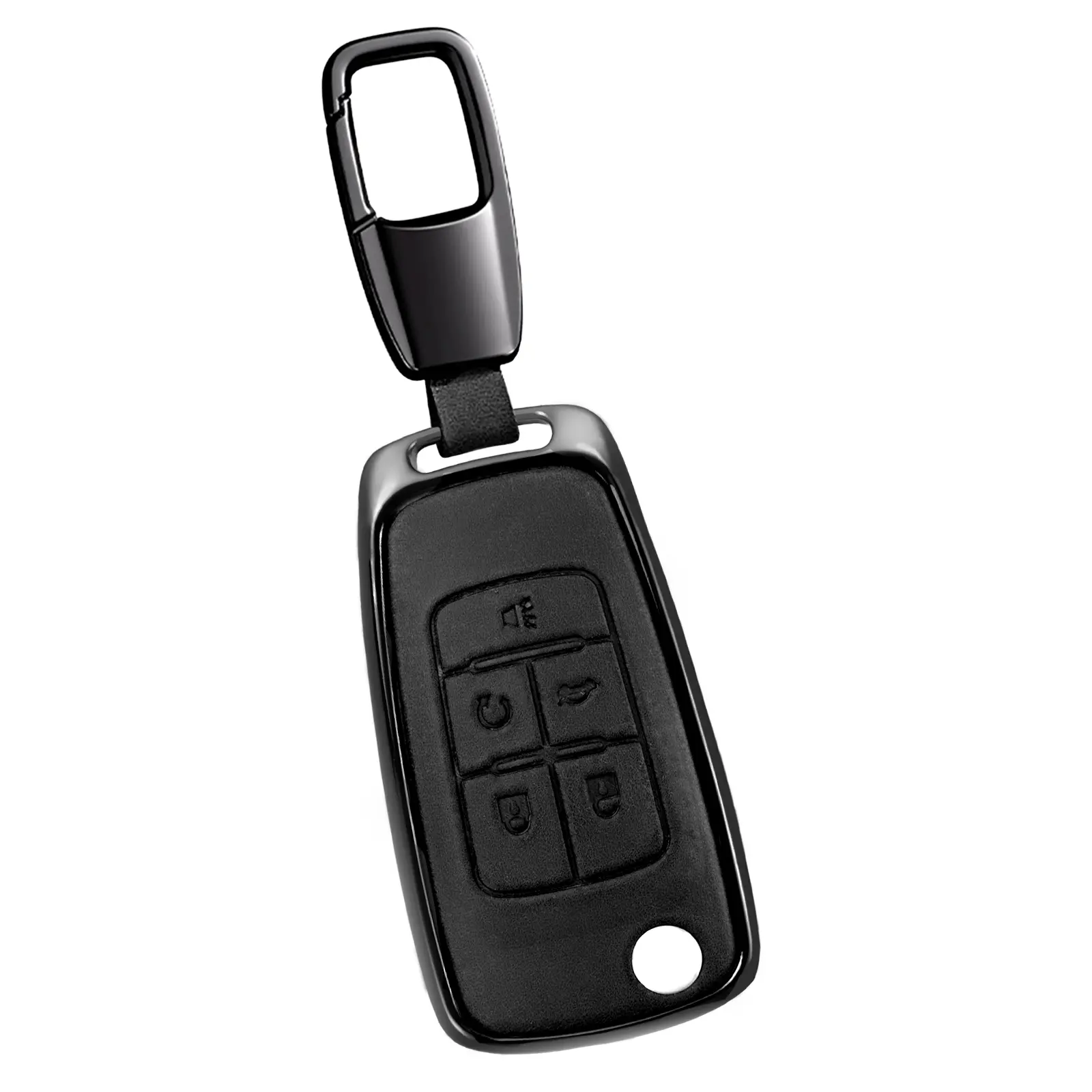 For Key Fob Cover Leather Car Compatible for 2010-2019 Chevy Equinox Malibu Impala Cruze Sonic 5-Buttons Key Case Truck Accessories chevy 1500 accessories Car Key Protector Car Key Holder