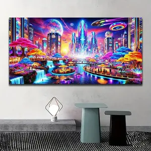 5D Full Drill DIY Diamond Painting Kit, Future City Planet Theme Large Size Art Set for Perfect Holiday Gift, Handmade Decor for Family & Friends