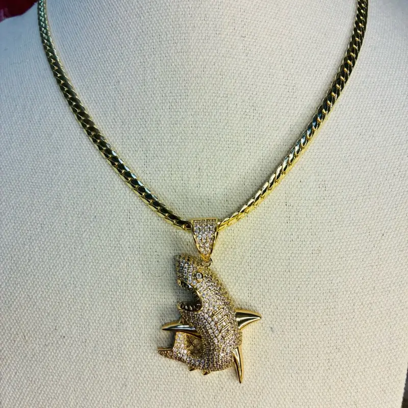 14k Gold Filled Shark Pendant Necklace, 22in Length