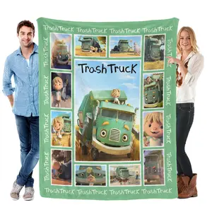 Trash Truck Theme Flannel Blanket for Kids - Soft Toddler Blanket with Garbage Truck Design, Perfect Gift for Boys for Birthday, Christmas,for Bedroom Decor Xmas Gift