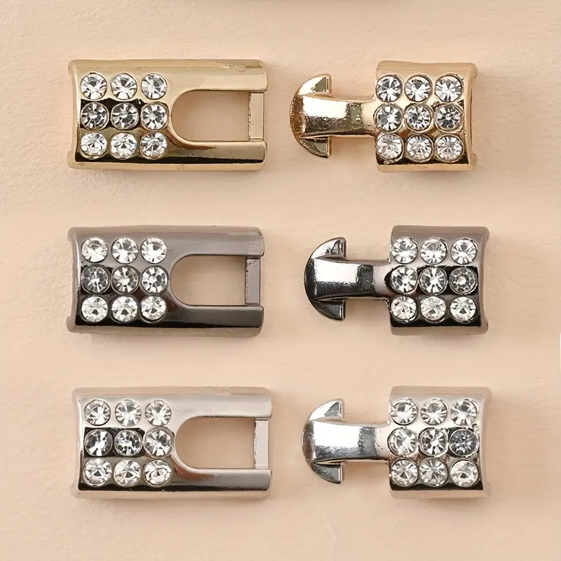 2pcs Rhinestone Shoe Buckles, Fashion Versatile Plastic Buckles Suitable for Elastic Shoelaces