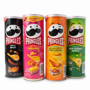 Korean Pringles Exotic Flavor Variety Pack 4 Cans, BBQ Lovers Pizza, Korean Fried Chicken, Tteokbokki & Caribbean Chicken