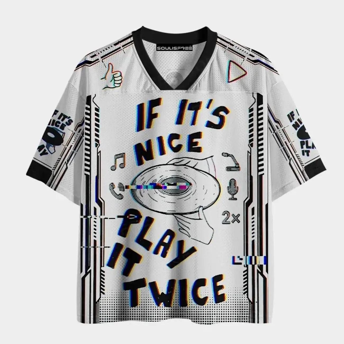 IF IT'S NICE PLAY IT TWICE Mesh Jersey, Bold Statement Graphic Sports Shirt, Retro Y2K Streetwear Mesh Top, Fun Typography Design, Breathable Oversized Unisex Jersey, Trendy Casual Summer Shirt for Men & Women 72C
