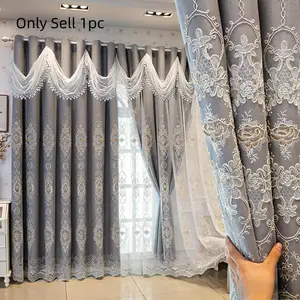 1pc European Thickened Main Curtain, Water Wave Drapes, Bedroom Balcony Living Room Sunshade Cloth, Korean Style, Casual Style
